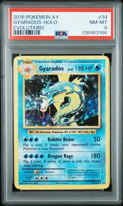 2016 POKEMON XY EVOLUTIONS #34 GYARADOS-HOLO PSA 8 - Image 1