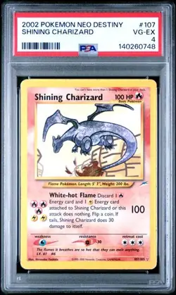 2002 Pokemon Neo Destiny Shining Charizard #107 Holo PSA 4 - Image 1