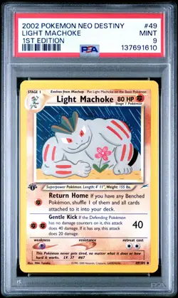 2002 POKEMON NEO DESTINY 1ST ED #49 LIGHT MACHOKE PSA 9 - Image 1
