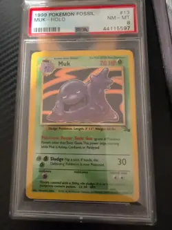 Pokemon TCG Muk Fossil 13/62 -Holo Rare Unlimited Vintage 1999 - Image 1