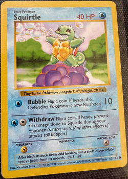 Pokemon TCG *1999 Base Set Shadowless Squirtle #63/102* - Image 1