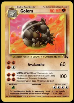 Golem 36/62 Fossil Pokemon Australian Red Logo 1999-2000 NM - Image 1