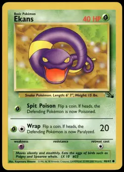 Ekans 46/62 Fossil Pokemon Australian Red Logo 1999-2000 NM - Image 1