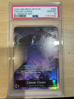 One Piece TCG - Caesar Clown OP10-002 Alternate Art PSA 10 - Image 1