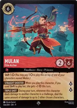 126/204 MULAN ELITE ARCHER EN9 SUPER RARE DISNEY LORCANA CARD - Image 1