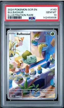 Pokemon TCG Bulbasaur Stellar Crown Illustration Rare Card 143/142 PSA 10 - Image 1
