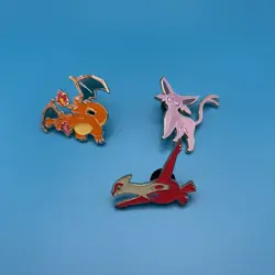 Lot of 3 Pokemon Official Collector’s Pins. Includes:Charizard,Espeon,and Latias - Image 1