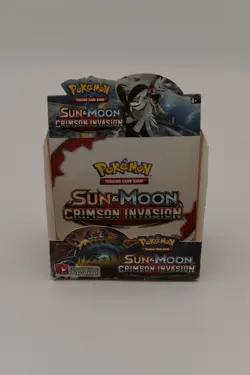 POKEMON SUN & MOON: CRIMSON INVASION BOOSTER BOX EMPTY FOR DISPLAY - Image 1