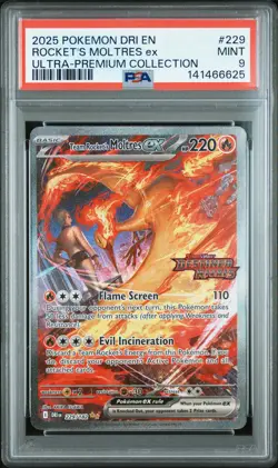 2025 POKEMON DRI EN-DESTINED RIVALS #229 TEAM ROCKET'S MOLTRES EX PSA 9 - Image 1