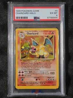 PSA 6 1999 Pokemon Base Set Charizard Holo #4 - Image 1