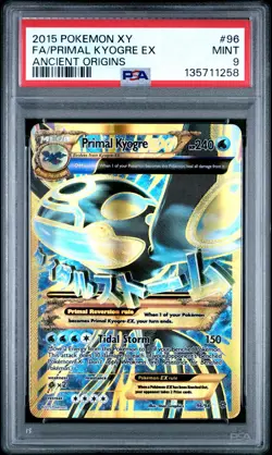 2015 POKEMON XY ANCIENT ORIGINS #96 FULL ART/PRIMAL KYOGRE EX PSA 9 - Image 1