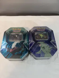 Lot of 2 Pokemon Triple Whammy Tins Tyranitar Slaking Brand New Sealed - Image 1