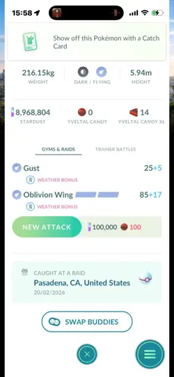 Pokemon Go Shiny Legendary Yveltal ( Background Go Fest 2026 ) ( Max CP ) - Image 2