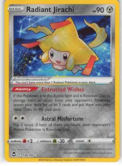 Radiant Jirachi 120/195 Radiant Rare Silver Tempest Pokemon NM - Image 1