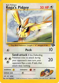 Koga's Pidgey 80/132 Common Gym Challenge Pokemon LP - Image 1