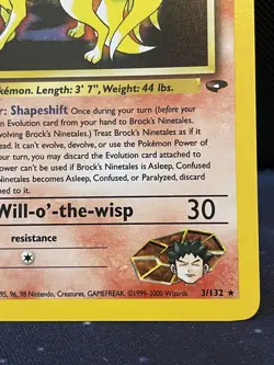 Brock's Ninetales 3/132 - Pokemon Gym Challenge - Holo Rare - LP - Image 4