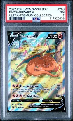 2022 Pokemon Sword & Shield Ultra Premium Collection #260 FA/Charizard V PSA 7 - Image 1
