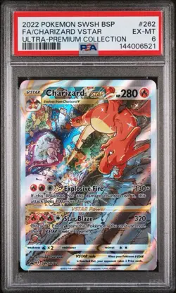 2022 POKEMON SWSH BLACK STAR PROMO #262 FULL ART/CHARIZARD VSTAR PSA 6 - Image 1