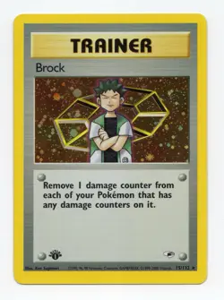 Pokemon TCG Gym Heroes Trainer Holo Rare 1st Edition Brock 15/132 NM - Image 1