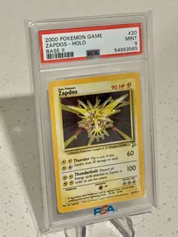 2000 Pokemon Zapdos 20/130 Base Set 2 Rare Holo PSA 9 MINT - Image 3