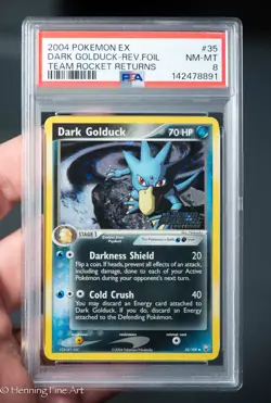 2004 POKEMON EX TEAM ROCKET RETURNS 35 DARK GOLDUCK-REVERSE FOIL STAMPED | PSA 8 - Image 1