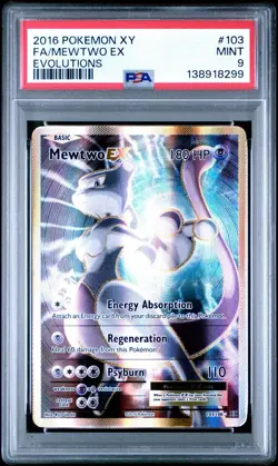 2016 Pokemon XY Evolutions Mewtwo Full Art 103/108 #103 PSA 9 - Image 1