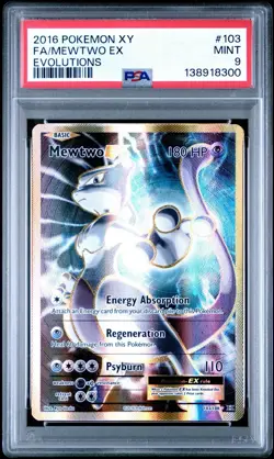 2016 Pokemon XY Evolutions Mewtwo Full Art 103/108 #103 PSA 9 - Image 3