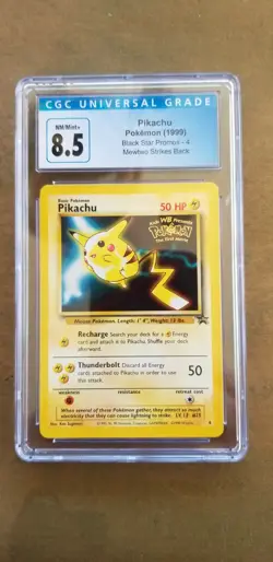 1999 Pikachu Black Star Promo 4 Poke'mon Mewtwo Strikes Back Movie CGC 8.5* - Image 1