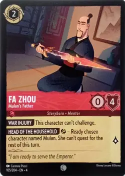 105/204 FA ZHOU MULAN'S FATHER URSULAS RETURN COMMON DISNEY LORCANA CARD - Image 1