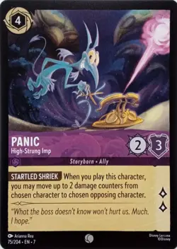 75/204 PANIC HIGH-STRUNG IMP EN7 COMMON DISNEY LORCANA CARD - Image 1