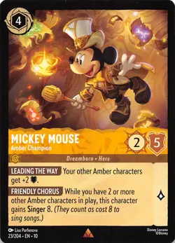 Mickey Mouse Amber Champion 23/204 Whispers in the Well Disney Lorcana - Image 1