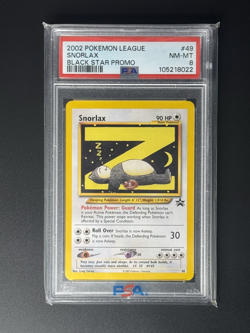 PSA 8 NM-MINT Sleeping Snorlax Eevee # 49 WOTC Black Star Promo Pokemon Card - Image 2