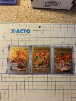 Pokemon Textured Gold Foil Fan Art Pokemon (lot Of 3) - Image 1