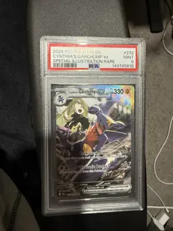 Pokemon Cynthia's Garchomp Ex Sv10 Destined Rivals SiR PSA 9 232/182 - Image 1