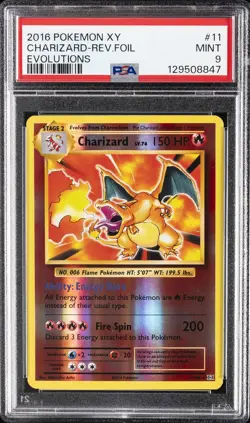 2016 POKEMON XY EVOLUTIONS #11 CHARIZARD-REVERSE FOIL PSA 9 - Image 1