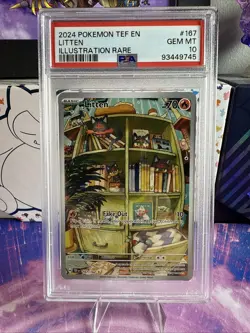 2024 Pokemon Temporal Forces Litten Full Art Illustration Rare #167/162 PSA 10 - Image 1