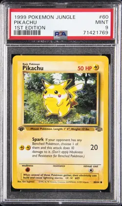 1999 POKEMON JUNGLE 1ST ED #60 PIKACHU PSA 9 - Image 1
