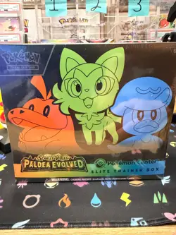 2023 Pokemon Paldea Evolved Pokemon Center Sealed ETB Elite Trainer Box - Image 1