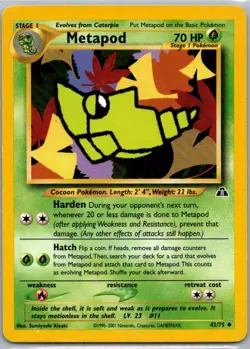 Pokemon TCG Metapod 42/75 Neo Discovery LP - Image 1