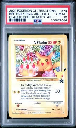 Pokemon TCG Pikachu 24/53 Celebrations Classic Collection PSA 10 - Image 1