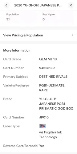 ULTIMATE RARE 2024 YU-GI-OH! DESTINED RIVALS Japanese PGB1-JP010 PSA 9 POP 31 - Image 4