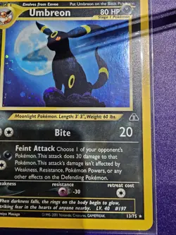 Pokemon TCG Umbreon Neo Discovery Holo Card 13/75 Unlimited Rare 2001 With SWIRL - Image 4