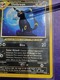 Pokemon TCG Umbreon Neo Discovery Holo Card 13/75 Unlimited Rare 2001 With SWIRL - Image 5