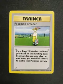 Pokemon Breeder 76/102 Base Set Rare Trainer Card MP Vintage 1999 WOTC Unlimited - Image 1