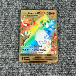 Rainbow Charizard VMAX Gold Metal Pokemon Card Collectible Heavy Display - Image 1