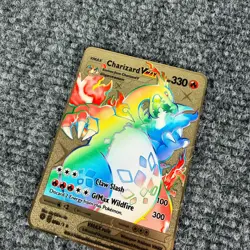 Rainbow Charizard VMAX Gold Metal Pokemon Card Collectible Heavy Display - Image 3