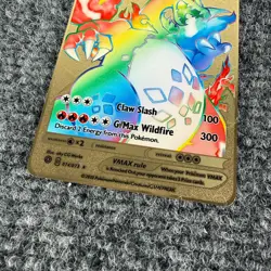 Rainbow Charizard VMAX Gold Metal Pokemon Card Collectible Heavy Display - Image 5