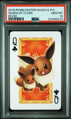 2013 POKEMON CENTER NAGOYA PLAYING CARDS EEVEE QUEEN OF CLUBS PSA 10 - Image 1