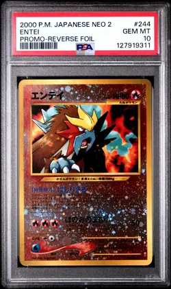 2000 POKEMON JPN NEO 2 PROMO REVERSE FOIL #244 ENTEI PSA 10 - Image 1