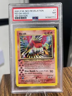 Pokemon Neo Revelation 2001 Ho-Oh 1st Edition Holo Rare #7 PSA 7 NM - Image 1